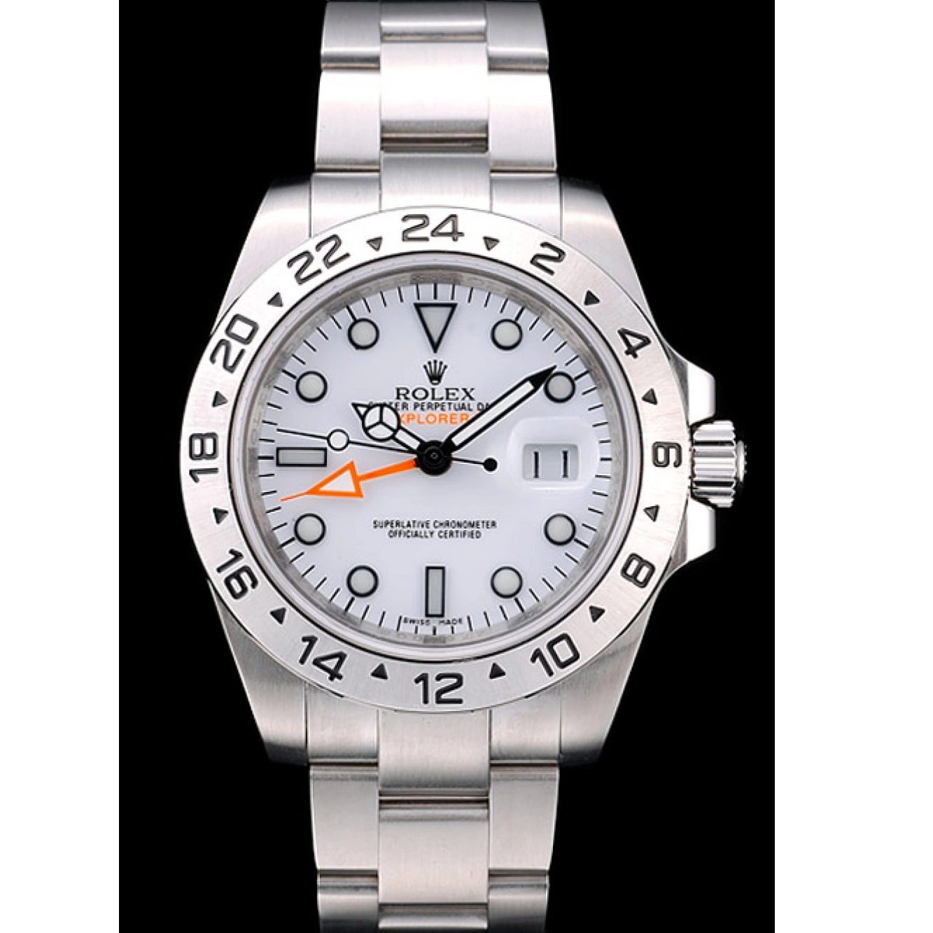 Aaa replica watch White Explorer Steel Bezel Watch Stainless Rolex Dial 0611